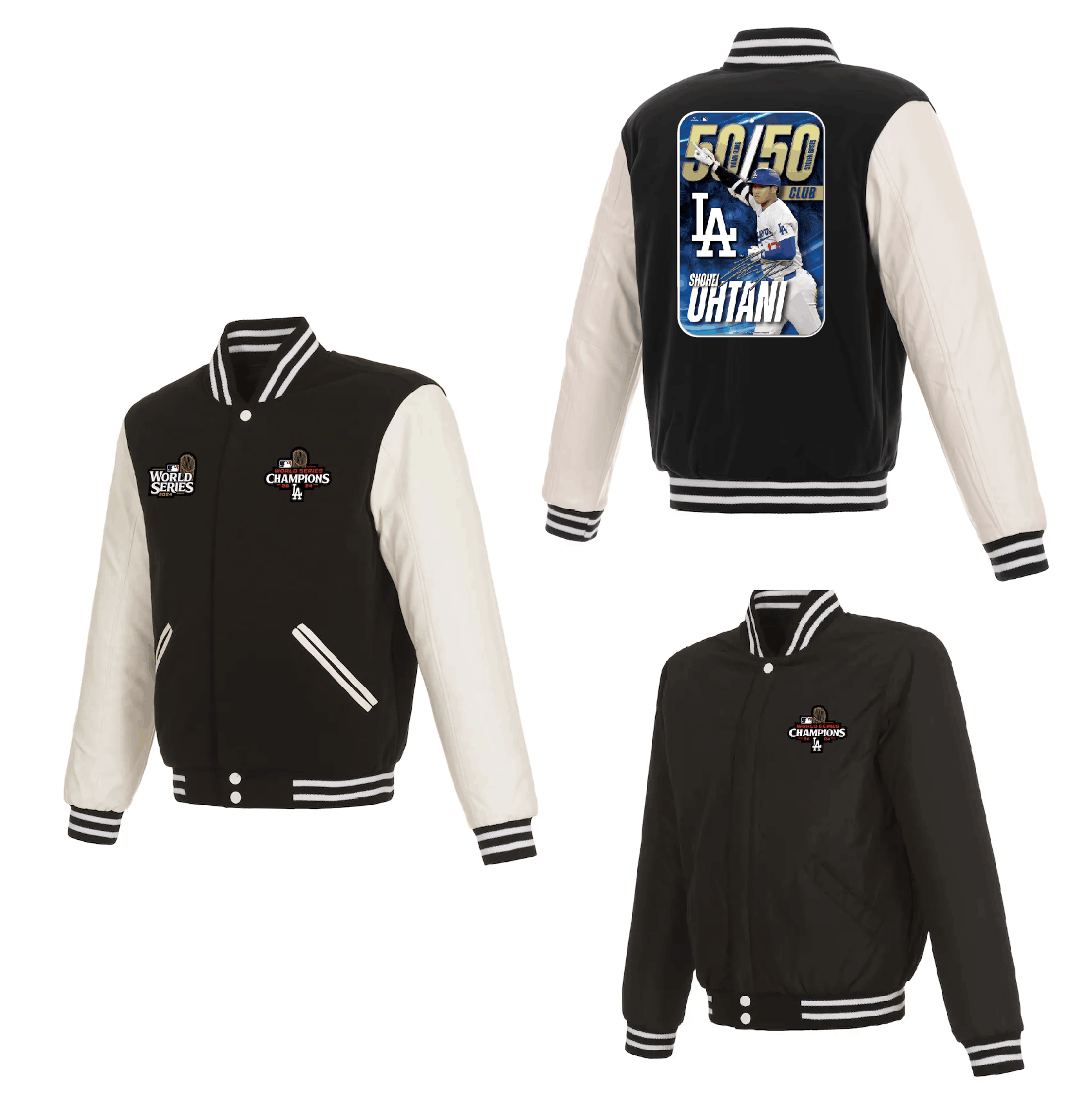 Men Los Angeles Dodgers 5 Freeman 2024 MLB World Series Champions black Jacket style 6